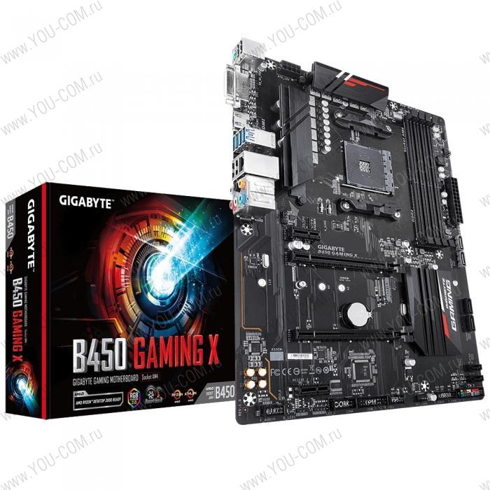 B450 GAMING X, Socket AM4, AMD B450, 4xDDR4-2933, DVI-D+HDMI, 2xPCI-Ex16, 2xPCI-Ex1, 6xSATA3(RAID 0/1/10), 1xM.2, 8 Ch Audio, GLan, (4+2)xUSB2.0, (4+2)xUSB3.1, 1xPS/2, ATX, RTL {10}