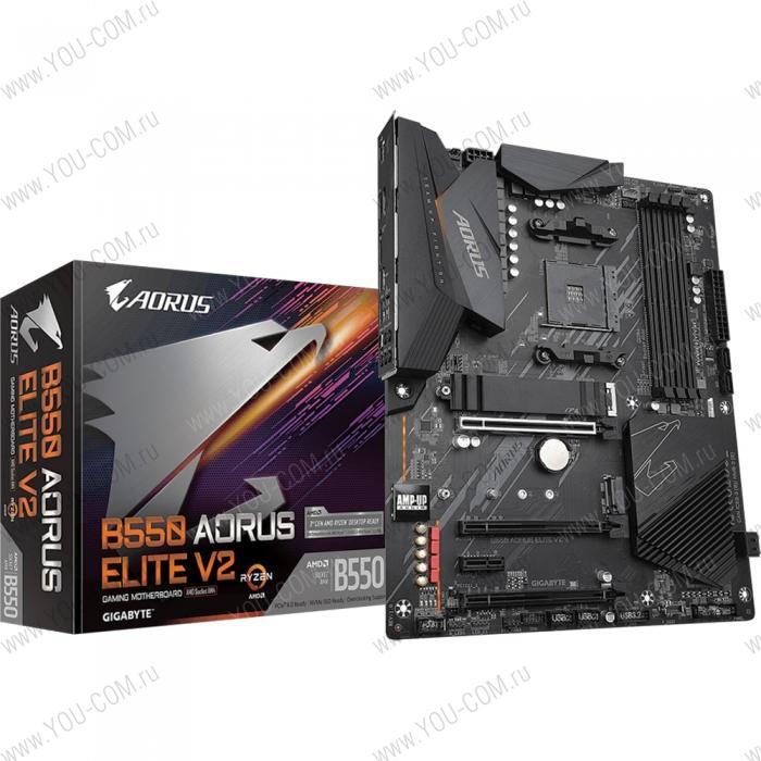 Материнская плата B550 AORUS ELITE V2, Socket AM4, AMD B550, 4xDDR4-3200, HDMI+DP, 3xPCI-Ex16, 1xPCI-Ex1, 4xSATA3(RAID 0/1/10), 2xM.2, 8 Ch Audio, 2,5GLan, (2+4)xUSB2.0, (6+2)xUSB3.2, ATX, RTL {8} (809898)