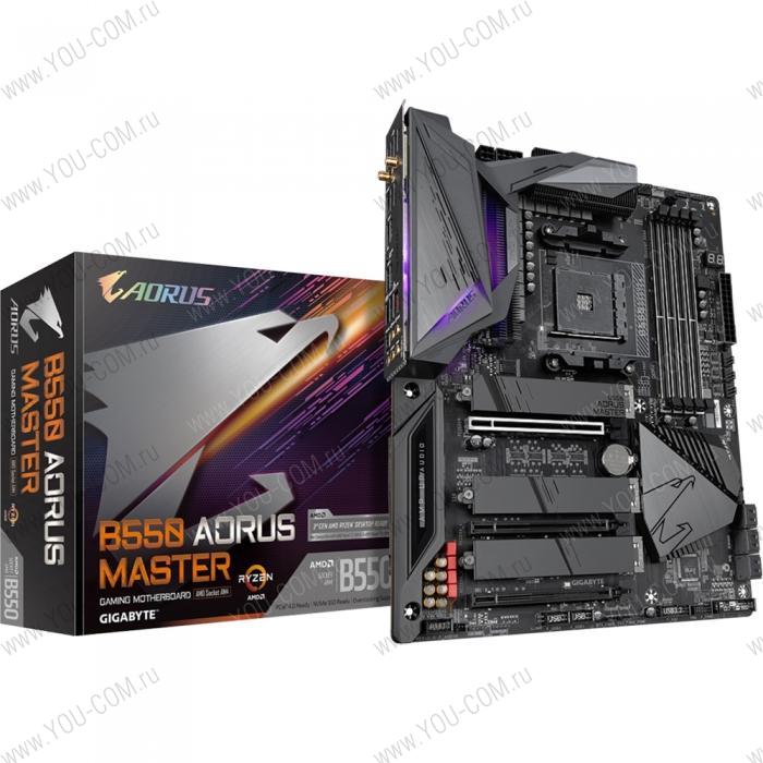 B550 AORUS MASTER, Socket AM4, AMD B550, 4xDDR4-3200, HDMI, 3xPCI-Ex16, 6xSATA3(RAID 0/1/10), 3xM.2, 8 Ch Audio, 2,5GLan, WiFi, (6+2)xUSB2.0, (5+2)xUSB3.2, (1+0)xUSB3.2 Type-C™, ATX, RTL {5}