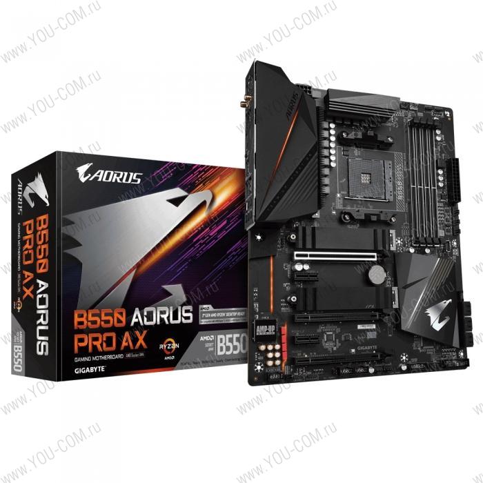 B550 AORUS PRO AX, Socket AM4, AMD B550, 4xDDR4-3200, HDMI, 3xPCI-Ex16, 2xPCI-Ex1, 6xSATA3(RAID 0/1/10), 2xM.2, 8 Ch Audio, 2,5GLan, WiFi, (6+4)xUSB2.0, (4+2)xUSB3.2, (1+1)USB3.2 Type-C™, ATX, RTL {8} (810689)