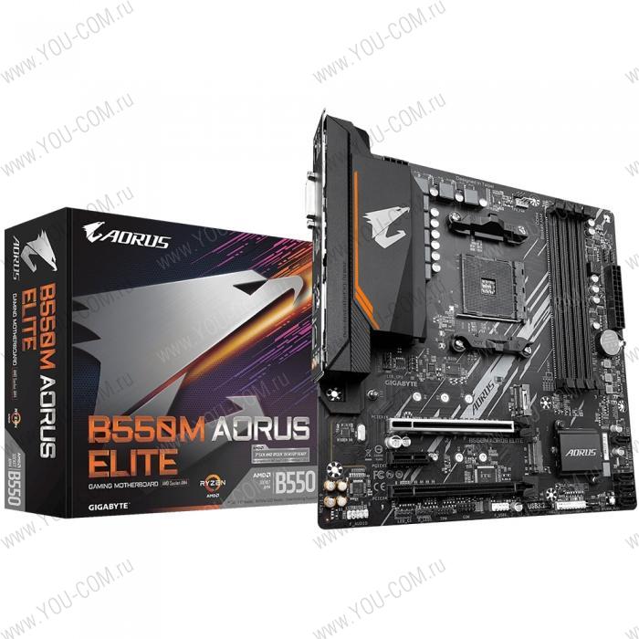 B550M AORUS ELITE, Socket AM4, AMD B550, 4xDDR4-3200, DVI-D+HDMI, 2xPCI-Ex16, 1xPCI-Ex1, 4xSATA3(RAID 0/1/10), 2xM.2, 8 Ch Audio, GLan, (4+2)xUSB2.0, (4+2)xUSB3.2, 1xPS/2, mATX, RTL {10} (809546)