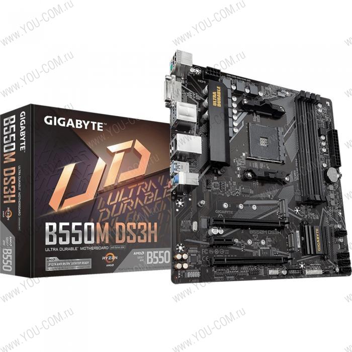 B550M DS3H, Socket AM4, AMD B550, 4xDDR4-3200, DVI-D+HDMI, 2xPCI-Ex16, 1xPCI-Ex1, 4xSATA3(RAID 0/1/10), 2xM.2, 8 Ch Audio, GLan, (4+2)xUSB2.0, (4+2)xUSB3.2, 1xPS/2, mATX, RTL {10} (809416)