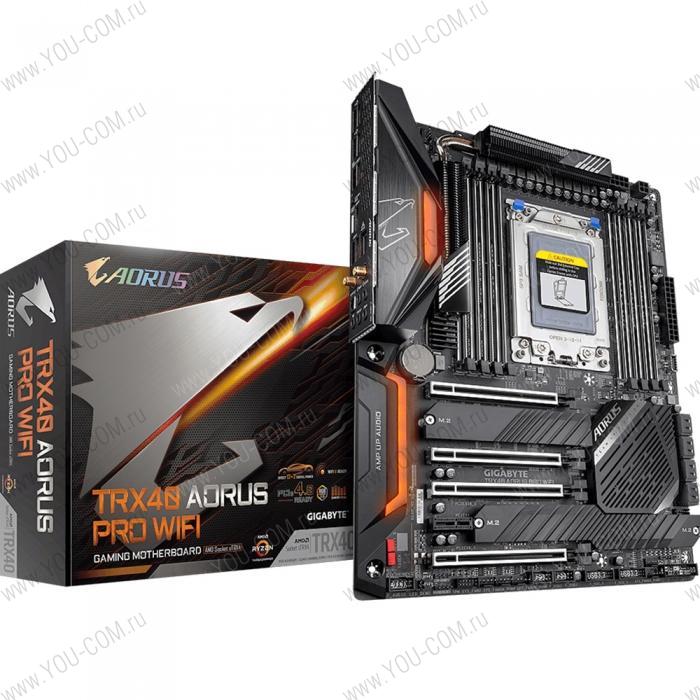 TRX40 AORUS PRO WIFI, Socket sTRX4, AMD TRX40, 8xDDR4-3200, 4xPCI-Ex16, 1xPCI-Ex1, 8xSATA3(RAID 0/1/10), 3xM.2, 8 Ch Audio, GLan, Wi-Fi, (4+4)xUSB2.0, (5+4)xUSB3.2, (1+1)xUSB3.1 Type-C™,  ATX, RTL, {5} (807658)