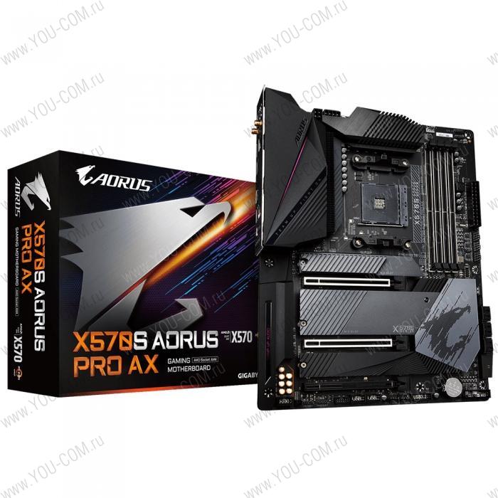 X570S AORUS PRO AX, Socket AM4, AMD X570, 4xDDR4-3200, HDMI, 3xPCI-Ex16, 6xSATA3(RAID 0/1/10), 3xM.2, 8 Ch Audio, 2.5GLan, WiFi, (4+4)xUSB2.0, (7+4)xUSB3.2, (1+1)xUSB3.2 Type-C™, ATX, RTL {6} (823726)