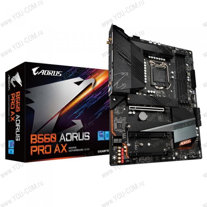 B560 AORUS PRO AX, Socket 1200, Intel®B560, 4xDDR4-3200, HDMI+DP, 3xPCI-Ex16, 6xSATA3(RAID 0/1/5/10), 3xM.2, 8Ch Audio, 2,5GLan, WiFi, (2+4)xUSB2.0, (5+2)xUSB3.2, (1+1)xUSB3.2 Type-C™, 1xPS/2, ATX, RTL, {6}