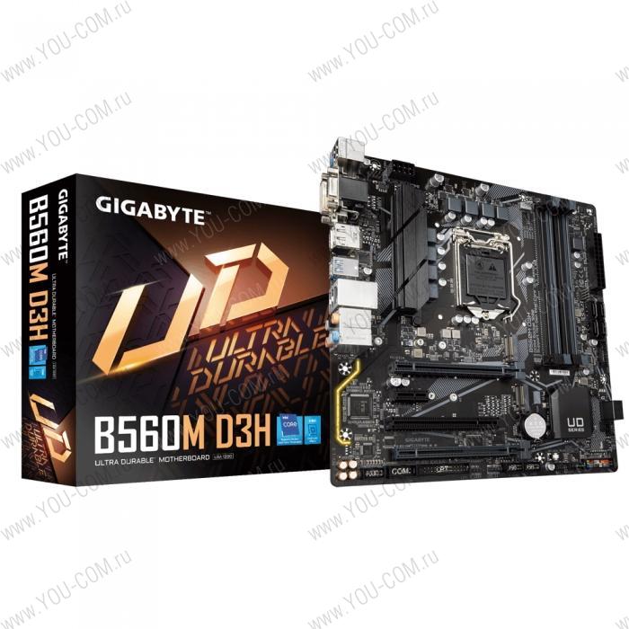 B560M D3H, Socket 1200, Intel®B560, 4xDDR4-3200, D-SUB+DVI-D+HDMI+DP, 2xPCI-Ex16, 1xPCI-Ex1, 1xPCI, 6xSATA3, 1xM.2, 8 Ch Audio, GLan, (2+4)xUSB2.0, (3+2)xUSB3.2, (1+0)xUSB3.2 Type-C™, 1xPS/2, mATX, RTL {10}