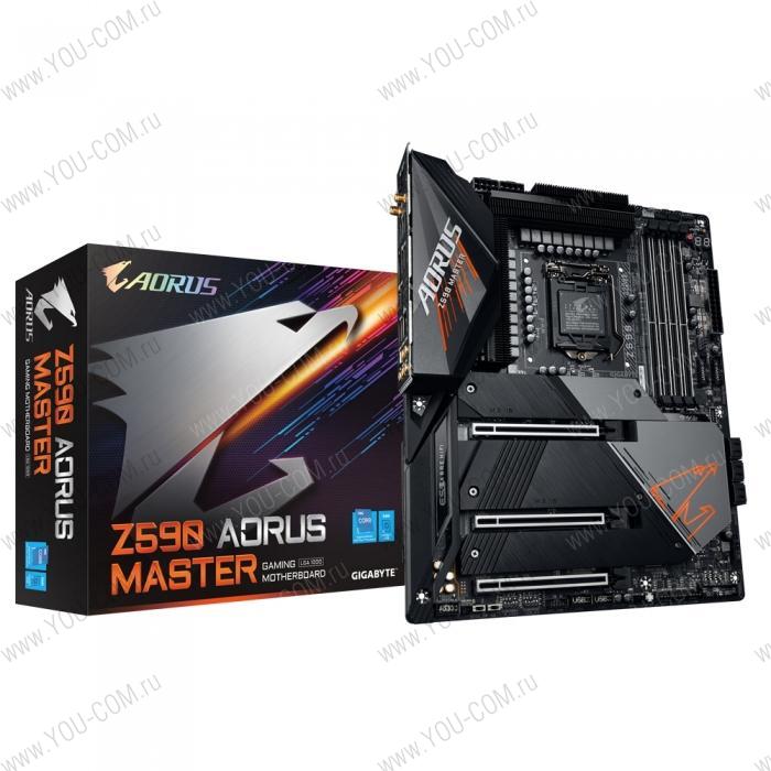 Z590 AORUS MASTER, Socket 1200, Intel®Z590, 4xDDR4-3200, DP, 3xPCI-Ex16, 6xSATA3(RAID 0/1/5/10), 3xM.2, 8Ch Audio, 10GLan, WiFi, (0+4)xUSB2.0, (9+4)xUSB3.2, (1+1)xUSB3.2 Type-C™, ATX, RTL, {5} (814403)