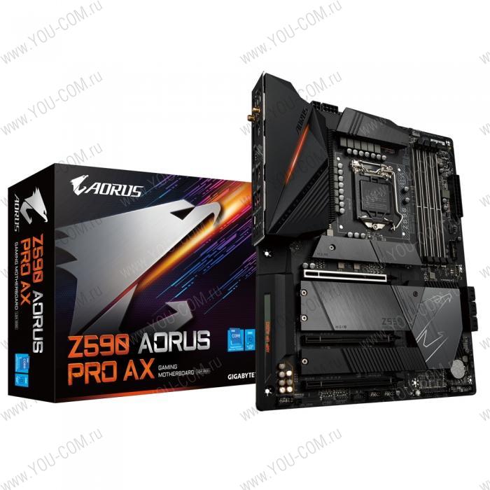 Z590 AORUS PRO AX, Socket 1200, Intel®Z590, 4xDDR4-3200, DP, 3xPCI-Ex16, 6xSATA3(RAID 0/1/5/10), 4xM.2, 8Ch Audio, 2.5GLan, WiFi, (4+4)xUSB2.0, (8+2)xUSB3.2, (1+1)xUSB3.2 Type-C™, ATX, RTL, {6}