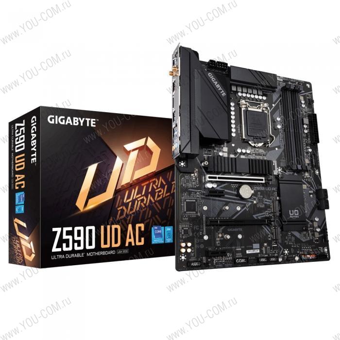 Z590 UD AC, Socket 1200, Intel®Z590, 4xDDR4-3200, DP, 2xPCI-Ex16, 2xPCI-Ex1, 6xSATA3(RAID 0/1/5/10), 3xM.2, 8Ch Audio, 2.5GLan, WiFi, (2+4)xUSB2.0, (6+2)xUSB3.2, (0+1)xUSB3.2 Type-C™, 1xPS/2, ATX, RTL, {8} (814878)