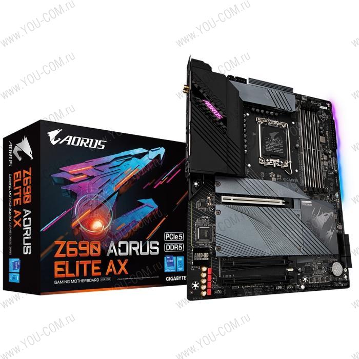 Z690 AORUS ELITE AX, Socket 1700, Intel®Z690, 4xDDR5-4800, HDMI+DP, 1xPCI-Ex16, 2xPCI-Ex4, 6xSATA3(RAID 0/1/5/10), 4xM.2, 8Ch Audio, 1x2.5GbLan, WiFi, (4+4)xUSB2.0, (5+2)xUSB3.2, (1+1)xUSB3.2 Type-C™, ATX, RTL {6} (828431)