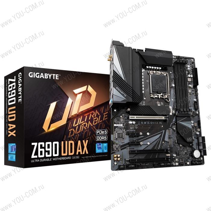 Z690 UD AX, Socket 1700, Intel®Z690, 4xDDR5-4800, HDMI+DP, 3xPCI-Ex16, 2xPCI-Ex1, 6xSATA3(RAID 0/1/5/10), 3xM.2, 8Ch Audio, 2,5GbLan, WiFi, (4+4)xUSB2.0, (5+2)xUSB3.2, (1+1)xUSB3.2 Type-C™, 1xPS/2, ATX, RTL {8} (827861)