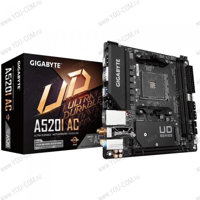 A520I AC, Socket AM4, AMD A520, 2xDDR4-3200, HDMI+HDMI+DP, 1xPCI-Ex16, 4xSATA3(RAID 0,1,10), 1xM.2, 8 Ch Audio, GLan, WiFi, (2+2)xUSB2.0, (4+2)xUSB3.2, Mini-ITX, RTL {10} (809867)