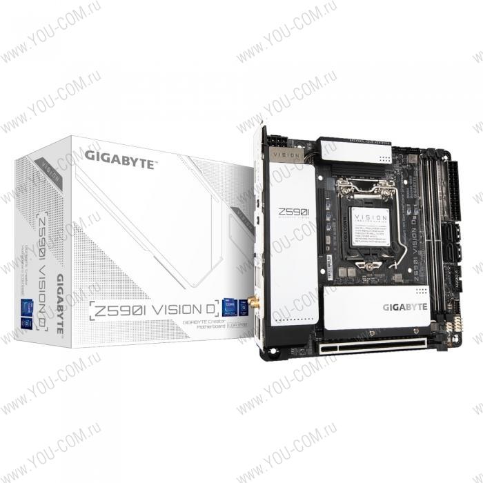 Z590I VISION D, Socket 1200, Intel®590, 2xDDR4-3200, DP, 1xPCI-Ex16, 4xSATA3(RAID 0/1/5/10), 2xM.2, 8 Ch Audio, 2.5GLan, Wi-Fi, (0+4)xUSB2.0, (6+2)xUSB3.2, (2+0)xUSB 3.2 Type-C™, Mini-ITX, RTL {10}