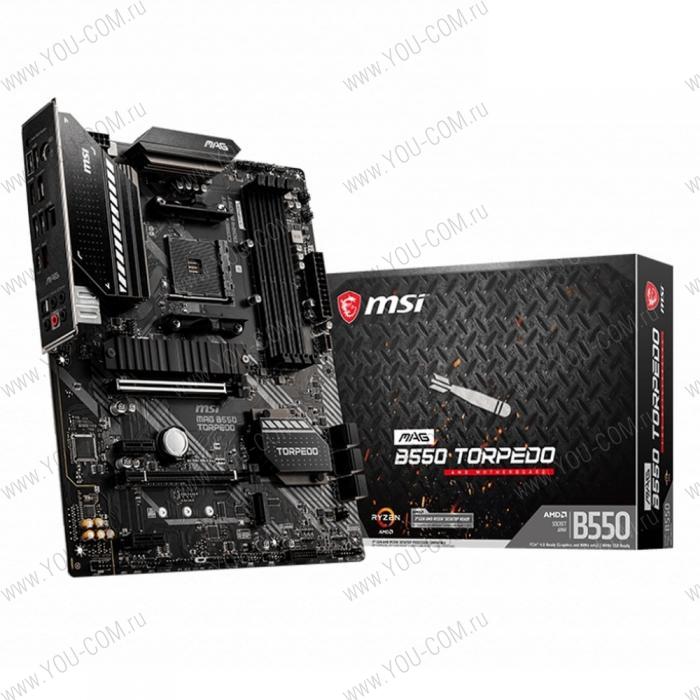 MAG B550 TORPEDO, ATX, Socket AM4, AMD®B550, 4xDDR4-3200, 2xPCI-Ex16x, 2xPCI-Ex1x, HDMI+DP, 6xSATA3(RAID 0/1/10), 2xM.2, 8 Ch Audio, 2.5GLan, (2+4)xUSB2.0, (3+2)xUSB3.2, (1+1)xUSB3.2 Type-C™, 1xPS/2, RTL {5}