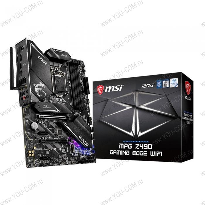 MPG Z490 GAMING EDGE WIFI, Socket 1200, Intel®Z490, 4xDDR4-2933, HDMI+DP, 2xPCI-Ex16, 2xPCI-Ex1, 6xSATA3(RAID 0/1/5/10), 2xM.2, 8 Ch Audio, 1x2.5GLan, WiFi, (2+4)xUSB2.0, (5+2)xUSB3.2, (1+1)xUSB3.2 Type-C™, 1xPS/2, ATX, RTL {5} (721992)