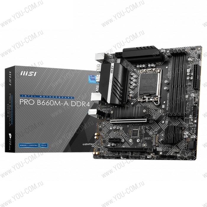 PRO B660M-A DDR4, mATX, B660, LGA1700, 4xDDR4, 2xPCI-Ex16, 1xPCI-Ex1, 2xM.2, 4xSATA3, 4+2USB 3.2, 1xUSB TYPE-C, 2+4xUSB2.0