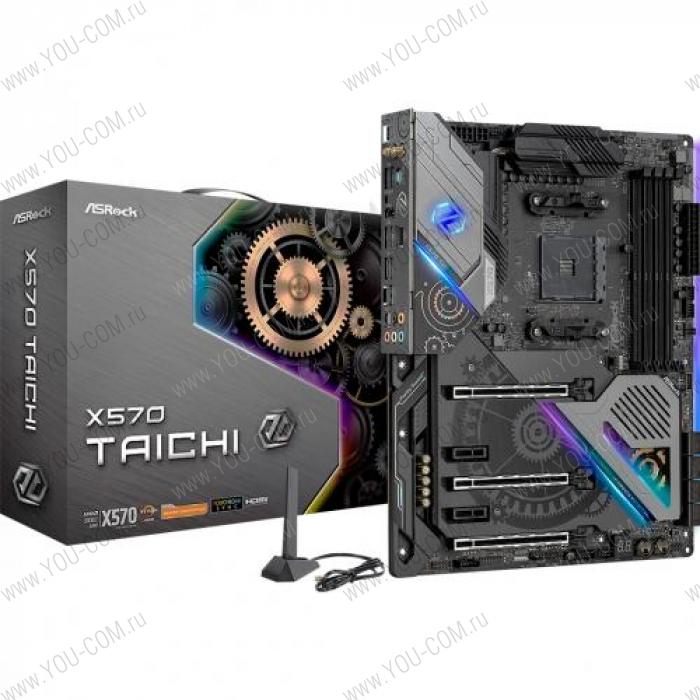 X570 TAICHI, Socket AM4, AMD X570, 4xDDR4-3200, HDMI, 3xPCI-Ex16, 2xPCI-Ex1, 8xSATA3(RAID 0/1/10), 3xM.2, 8 Ch Audio, GLan, Wi-Fi 802.11, (0+4)xUSB2.0, (7+2)xUSB3.2, (1+1)xUSB3.2 Type-C™, 1xPS/2, ATX, RTL {5} (338683)