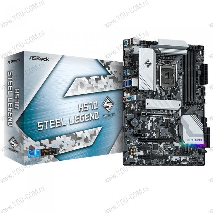 Материнская плата ASROCK H570 STEEL LEGEND, LGA1200, H570, 4*DDR4, HDMI+DP, 6xSATA3 6.0, M.2 Socket, RAID, 2xUSB 3.2, Type-C, 2*USB2.0, ATX; 90-MXBFY0-A0UAYZ