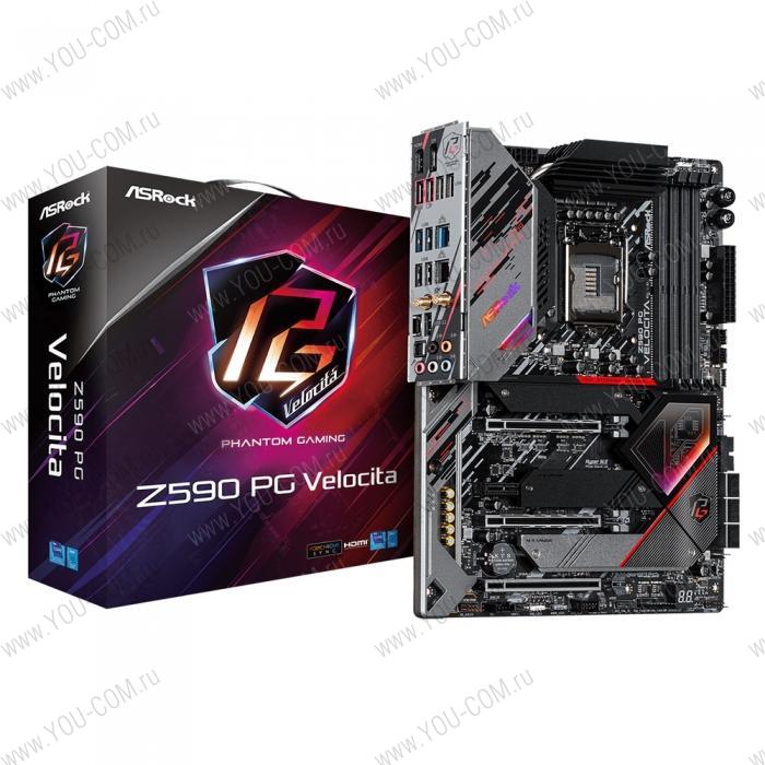 Z590 PG VELOCITA, Socket 1200, Intel®Z590, 4xDDR4-3200, HDMI+DP, 3xPCI-Ex16, 1xPCI-Ex1, 6xSATA3(RAID 0/1/5/10), 3xM.2, 8 Ch Audio, 1xGLan, 1x2.5GLan, WiFi, (2+2)xUSB2.0, (7+4)xUSB3.2, (1+1)xUSB3.2 Type-C™, 1xPS/2, ATX, RTL {5} (934162)