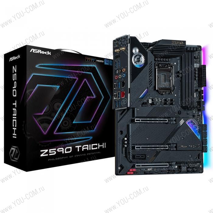 Z590 TAICHI, Socket 1200, Intel®Z590, 4xDDR4-3200, HDMI, 3xPCI-Ex16, 1xPCI-Ex1, 8xSATA3(RAID 0/1/5/10), 3xM.2, 8 Ch Audio, 1xGLan, 1x2.5GLan, WIFI, (0+4)xUSB2.0, (6+4)xUSB3.2, (2+1)xUSB3.2 Type-C™, ATX, RTL  {5} (933943)