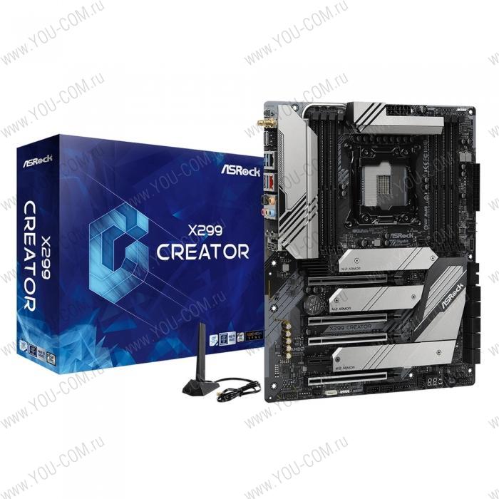 X299 CREATOR, Socket 2066, Intel®X299, 8xDDR4-2666, 4xPCI-Ex16, 1xPCI-Ex1, 2xMiniDP In, 10xSATA3(RAID 0/1/5/10), 3xM.2, 8 Ch Audio, 2xGLan, 10GLAN,  GLan, WiFi, (2+4)xUSB2.0, (4+2)xUSB3.2, (2+1)xUSB3.2 Type-C™, 1xPS/2, ATX, RTL, {10} (339888)