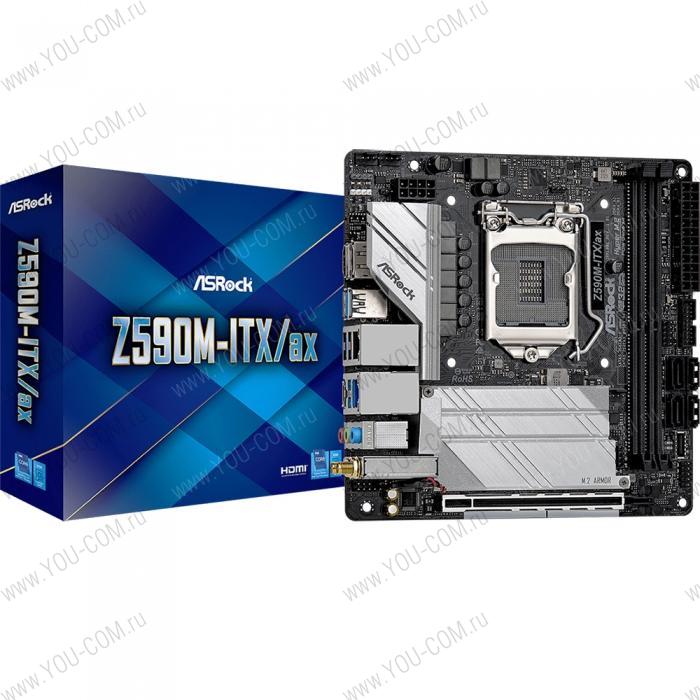 Z590M-ITX/AX, Socket 1200, Intel®Z590, 2xDDR4-3200, HDMI+DP, 1xPCI-Ex16, 4xSATA3 (RAID 0/1/5/10), 1xM.2, 8 Ch Audio, 1xGLan, 1x2.5GLan, WiFi, (1+2)xUSB2.0, (4+2)xUSB3.2, (1+1)xUSB3.2 Type-C™, 1xPS/2, Mini-ITX, RTL, {20} (933888)