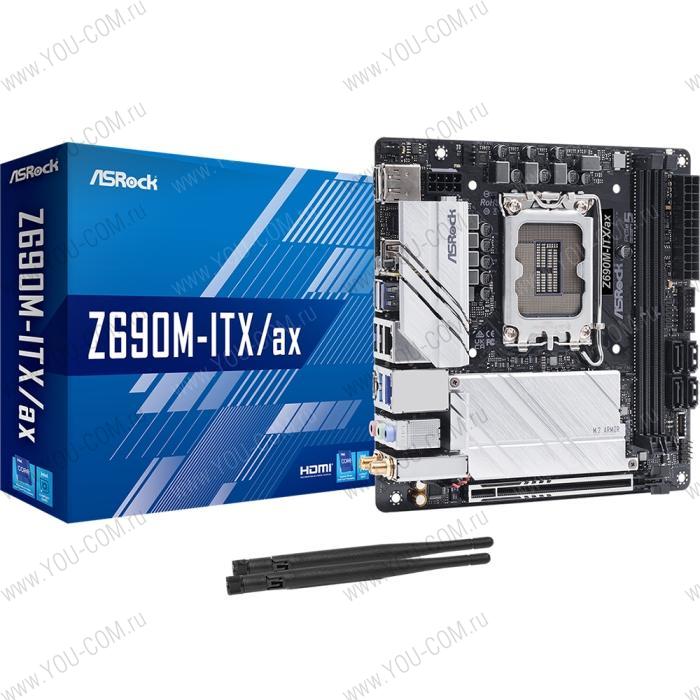 Материнская плата ASROCK Z690M-ITX/AX, LGA1700, Z690, 2*DDR4, HDMI+DP, 4xSATA3 6.0, M.2 Socket, RAID, 4xUSB 3.2, Type-C, 2xUSB2.0, mITX; 90-MXBHY0-A0UAYZ