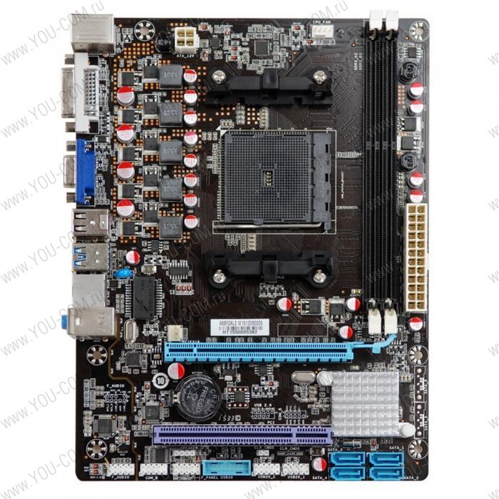 A88F2AL2, Socket FM2+, AMD A88, 2xDDR3-2133, D-SUB, DVI, 1xPCI-Ex16x, 1xPCI, 4xSATA3, 6 Ch Audio, Lan, 4xUSB3.0, 6xUSB2.0, 2xPS/2, mATX, RTL {20}