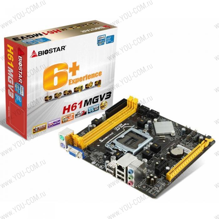 H61MHV3, Socket 1155, Intel H61, 2xDDR3-1600, D-SUB+HDMI, 1xPCI-Ex16, 1xPCI-Ex1, 4xSATA2, 6 Ch Audio, GLan, (4+4)xUSB2.0, 1xPS/2, mATX, RTL {20} (685208)