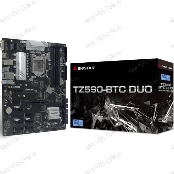 TZ590-BTC DUO, Socket 1200, Intel®Z590, 2xDDR4-3200, D-SUB+HDMI, 1xPCI-Ex16, 8xPCI-E16x1, 10xSATA3, 4xM.2, 8 Ch Audio, GLan, (2+4)xUSB2.0, (4+2)xUSB3.1, 1xPS/2, ATX, RTL {10} (685550)