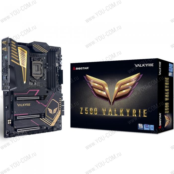 Z590 VALKYRIE, Socket 1200, Intel®Z590, 4xDDR4-3200, HDMI+DP, 3xPCI-Ex16, 6xSATA3(RAID 0/1/5/10), 3xM.2, 8Ch Audio, 2,5GLan, WiFi, (0+4)xUSB2.0, (7+2)xUSB3.2, (1+1)xUSB3.2 Type-C™, 1xPS/2, ATX, RTL, {5}