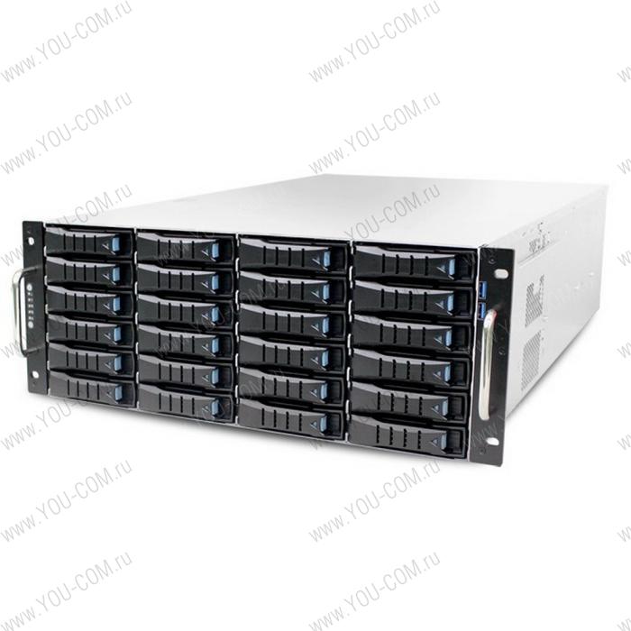 XE1-4ET00-01 RSC-4ET, 4U, 24xSATA/SAS HS 3,5/2,5" universal bay, 2* 7mm 2.5" rear HS bay , up to 12"(W) x 13"(D) E-ATX, 12G 24-port EOB BP with 3xSFF-8643, 1200W 1+1 80+ Platinum, 28" slide rail, w/o CPU heatsink, w/o bezel