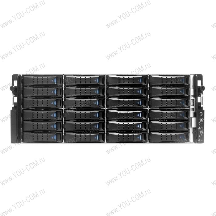 HA401-VG_XP1-A401VG01 A401VG01 4U 24-bay storage server, 24x SATA/SAS hotswap 3.5"/2.5" universal bay, 2x canister, 4x 9mm 2.5" nternal bay, 12G expander board with 2x SFF-8643, 2xSFF-8644, 1300W 1+1 redundant power supply, 4x 6056 fans,2U heatsink