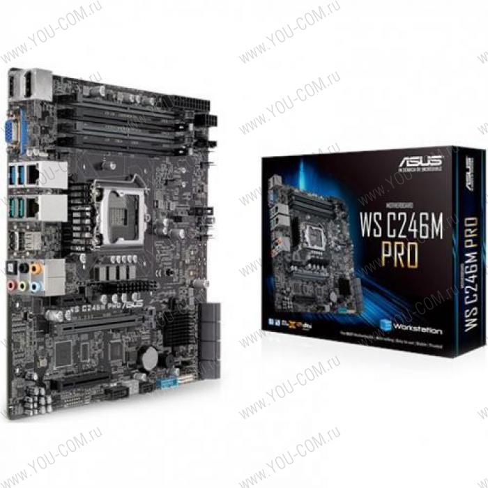 Серверная материнская плата Asus WS C246M PRO Mini-ATX, LGA 1151 (H4), 4x DDR4 DIMM (to 128GB ECC UDIMM), 6x USB 3.0/3.1 (4 rear), 68x SATA, 1x PCIE x16, 1x PCIE x8, 1x PCIE x1, 1xM.2 2280, LAN 2x 1Gb, Video AT2500, Audio RTL {5) 