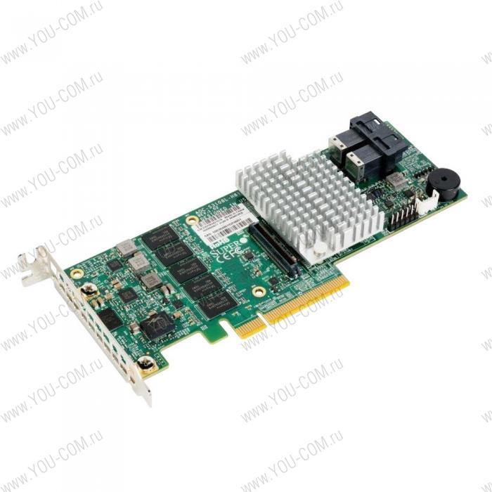 Supermicro AOC-S3108L-H8IR-16DD 12Gb/s 8-port SAS Internal RAID Adapter supports up to 16 HDD RAID (0/1/5/6/10/50/60) 2GB cache