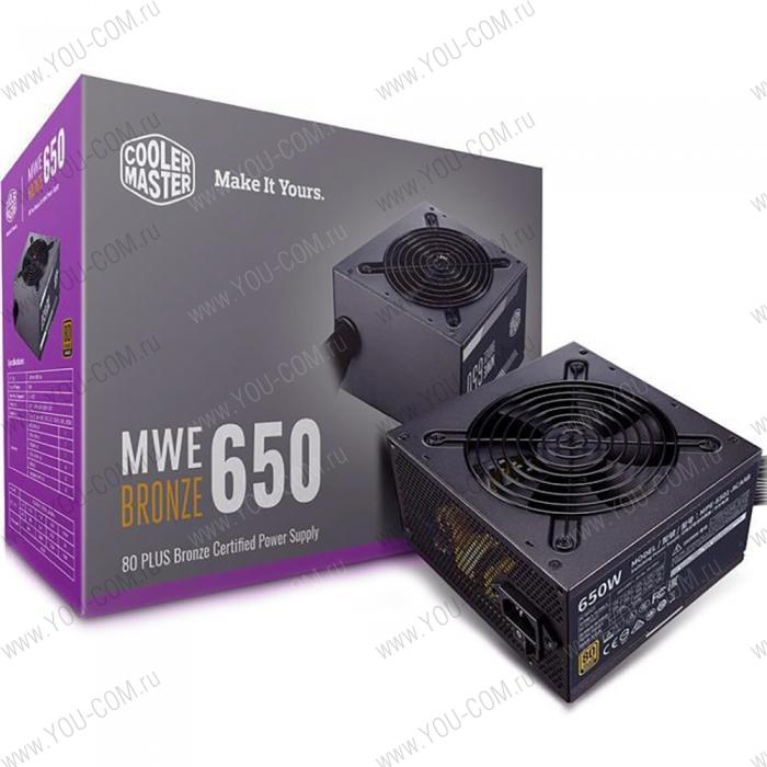 Блок питания Cooler Master MWE Bronze, 650W, ATX, 120mm, 8xSATA, 4xPCI-E(6+2), APFC, 80+ Bronze