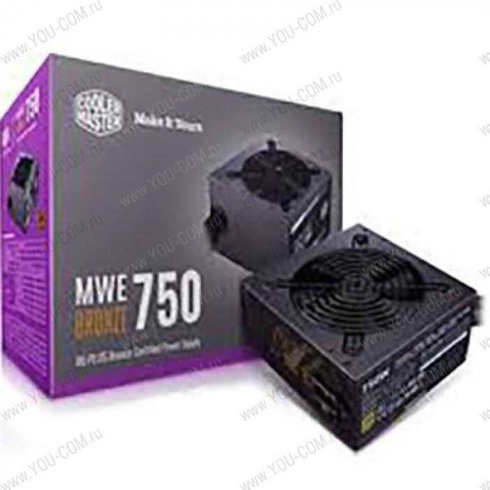 Блок питания Cooler Master MWE Bronze, 750W, ATX, 120mm, 8xSATA, 4xPCI-E(6+2), APFC, 80+ Bronze