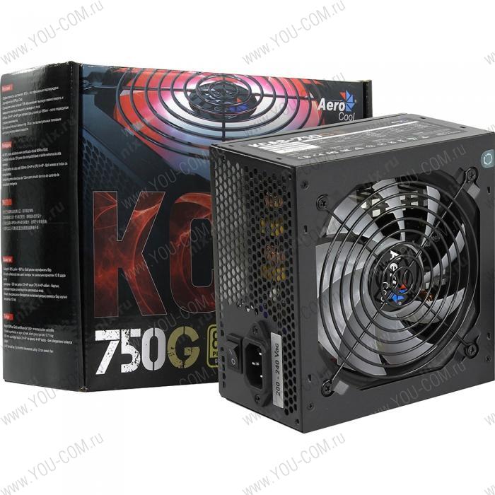 Aerocool 750W Retail KCAS-750G ATX v2.4, 80+ Gold, RGB подсветка, 4+4-Pin, 4x PCI-E (6+2-Pin), 7x SATA, 4x MOLEX, 12cm fan