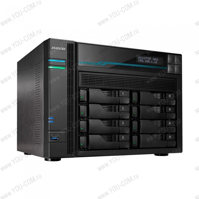 Сетевое хранилище ASUSTOR AS6508T 8-Bay NAS/Media player/Intel Atom C3538 2,1GHz(Quad-Core), 8GB SO-DIMM DDR4, noHDD(HDD,SSD),/2x10GbE+2x2,5Gbe(LAN)/2xUSB3.2,HDMI/M.2/4ip camera license ; 90IX0201-BW3S10