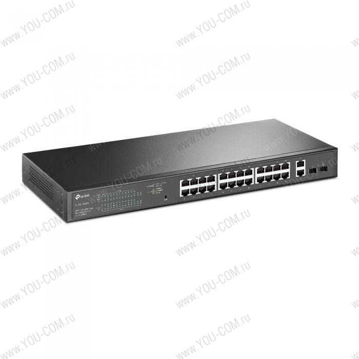 TP-Link TL-SG1428PE 28-портовый Easy Smart коммутатор c 24 портами PoE+, 26 RJ45 портов 10/100/1000 Мбит/с и 2 независимых SFP-слота, поддержка 802.3af/at, PoE-бюджет 250Вт, 19"