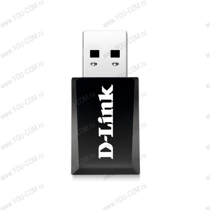 Адаптер D-Link DWA-182/RU/E1A, Wireless AC1200 Dual-band MU-MIMO USB Adapter.802.11a/b/g/n and 802.11ac Wave 2, switchable Dual band 2.4 GHz or 5 GHz; Supports MU-MIMO; Up to 867 Mbps data transfer rate in 8