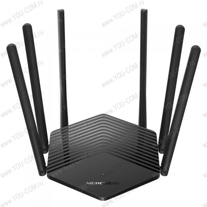 MERCUSYS AC1900 Двухдиапазонный гигабитный Wi-Fi роутер, до 600 Мбит/с на 2,4 ГГц + до 1300 Мбит/с на 5 ГГц, 6 фиксированных внешних антенн, 2 гигабитных порта LAN, 1 гигабитный порт WAN