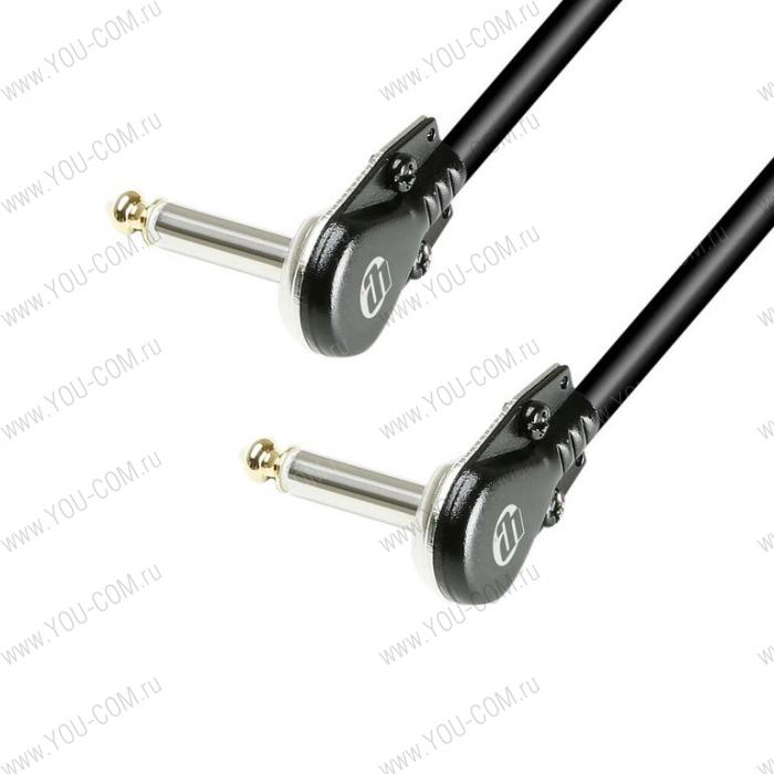 Патч-кабель инструментальный с плоскими разъемами (flat plugs), REAN TRS (jack) 6,3 mm mono (угловой) - TRS (jack) 6,3 mm mono (угловой), 0.22 мм², 1 м, цвет черный