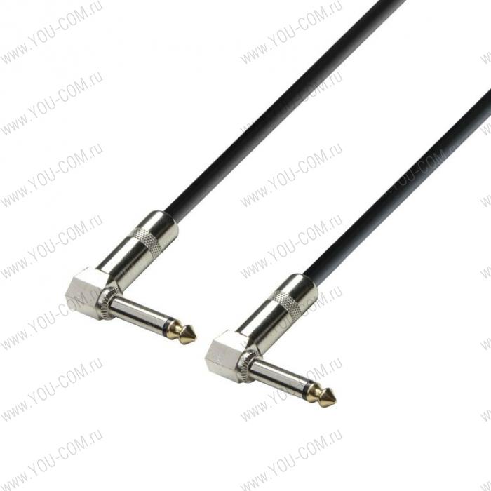 Патч-кабель  инструментальный, TRS (jack) 6,3 mm mono (угловой) - TRS (jack) 6,3 mm mono (угловой), 0.22 мм², 0.60 м, цвет черный
