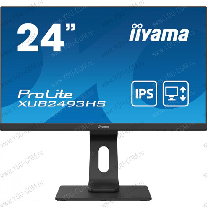 Мониторы 23,8" Iiyama ProLite XUB2493HS-B4 1920x1080@75Гц IPS LED 16:9 4ms VGA HDMI DP 80M:1 1000:1 178/178 250cd HAS Pivot Tilt Swivel Speakers Black