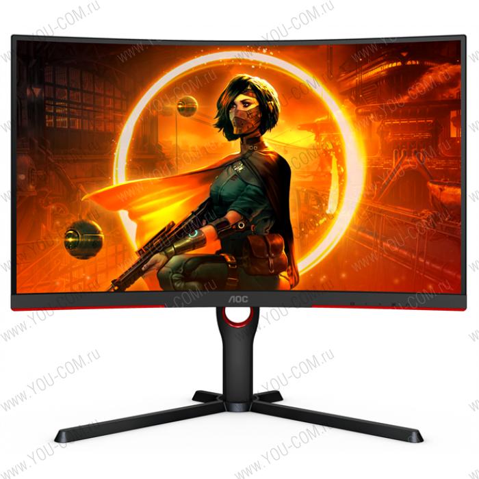 Монитор 27" AOC C27G3U/BK Curved 1000R 1920x1080 165Гц VA WLED 16:9 4ms 2*HDMI DP 4xUSB3.2 3000:1 80M:1 178/178 300cd HAS Swivel Tilt Speakers Black/Red