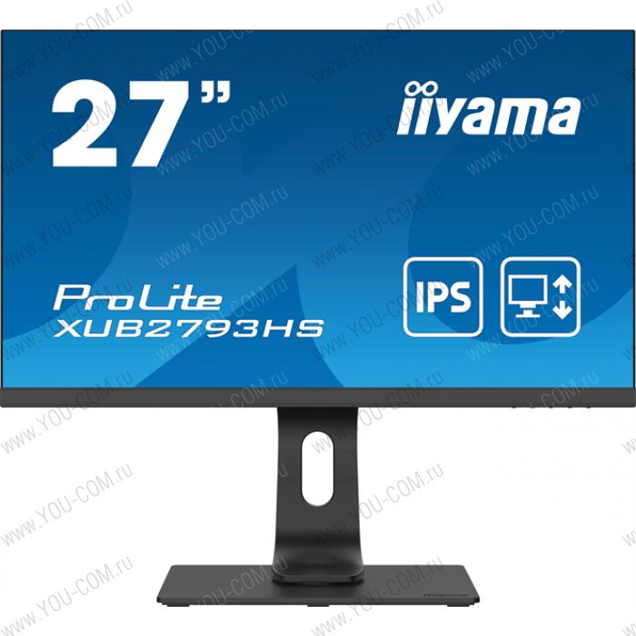 Монитор 27" XUB2793HSU-B4 1920x1080@75Гц IPS LED 16:9 4ms VGA HDMI DP 2*USB3.0 80M:1 1000:1 178/178 300cd HAS Pivot Tilt Swivel Speakers Black