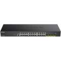 Коммутатор D-Link DGS-1250-28X/A1A, L2 Smart Switch with 24 10/100/1000Base-T ports and 4 10GBase-X SFP+ ports.16K Mac address, 802.3x Flow Control, 4K of 802.1Q VLAN, 4 IP Interface, 802.1p Priority Queues, AC