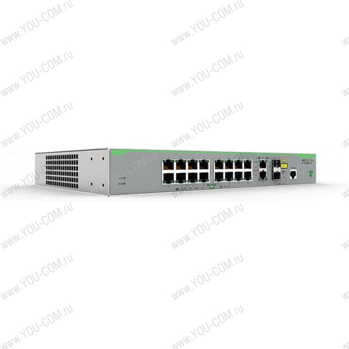 Коммутатор Allied Telesis 16 x 10/100T ports and 2 x combo ports (100/1000X SFP or 10/100/1000T Copper), Fixed AC power supply, EU Power Cord