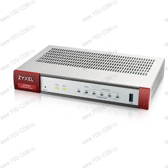 Межсетевой экран Zyxel ATP100, 2xWAN GE (1xRJ-45 и 1xSFP), 1xOPT GE (LAN/WAN), 3xLAN/DMZ GE, 1xUSB3.0, AP Controller (8/24), NebulaFlex Pro, с подпиской Gold на 1 год (AS, AV, CF, IDP/DPI, Sandboxing,